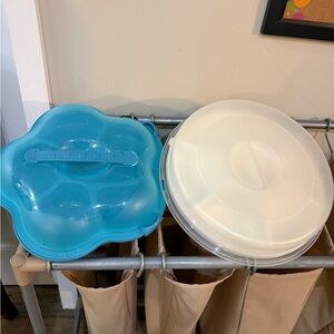 Blue and White Food Storage Containers